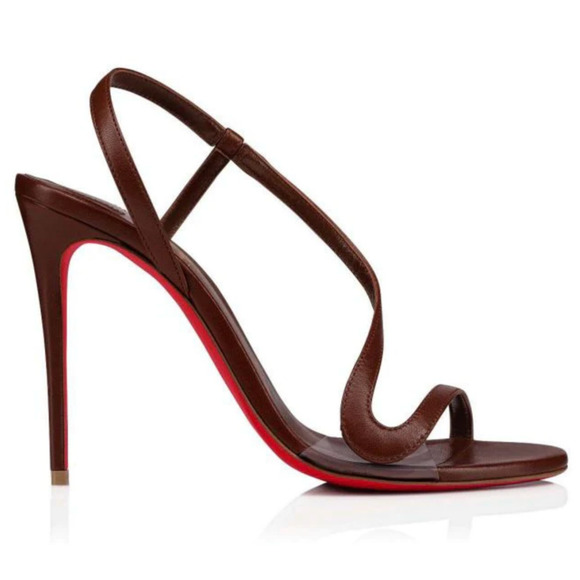 Christian Louboutin Rosalie 100 Nude 8 Brown Ankle Strap Sandal Heel Pump 37.5 - Picture 3 of 12